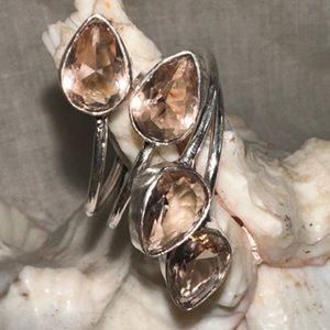 Peach Quartz multi-gem handcrafted adjustable ring